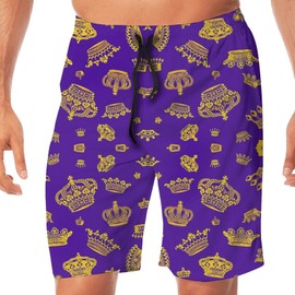 Men's Beach Shorts Swim Trunks Quick Dry Royal King Crown Bathing Suit Medium