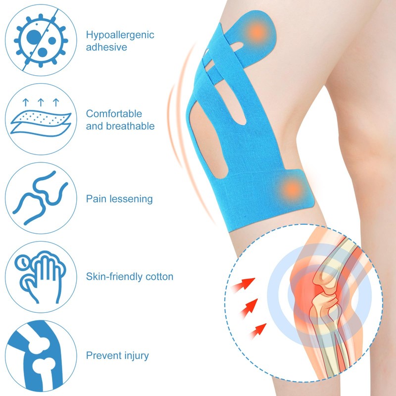 15pcs Precut Kinesiology Tape for Knees, Breathable & Waterproof Pre
