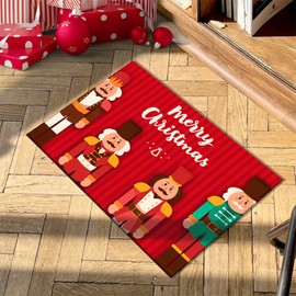 TSLBW Christmas Doormat Nutcracker Christmas Mats Welcome Decorative Doormat Merry Christmas Doormat Washable Non Slip and Washable Rubber Nutcracker Door Mat for Indoor Outdoor,45x75cm (Color A)