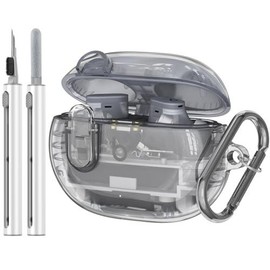 Clear Case for New Beats Studio Buds + (2023) / (2021)  Secure Lock Plus Cover Shockproof Wireless Earbuds Protective with Cleaning kit/Keychain - Color: Clear Black+P