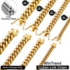 WinTrend Gold Cuban Link Chain Necklace or Bracelet with Design