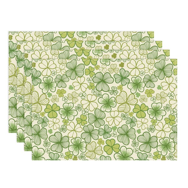 BOTB LIHM St. Patrick's Day Green Shamrocks Clovers Placemats Set