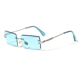 mincl/Fashion Small Rectangle Sunglasses Women Ultralight Candy Color Rimless Ocean Sun Glasses (Ocean blue)