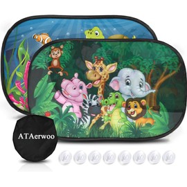 ATAerwoo Car Window Shades for Baby(2 Pack),Car Side Window Sunshades 2025 UV Sun Protection for Baby Pets for Protecting Kids，Car sunshade With 8 Suction Cups (50.8cmx 30.5cm)
