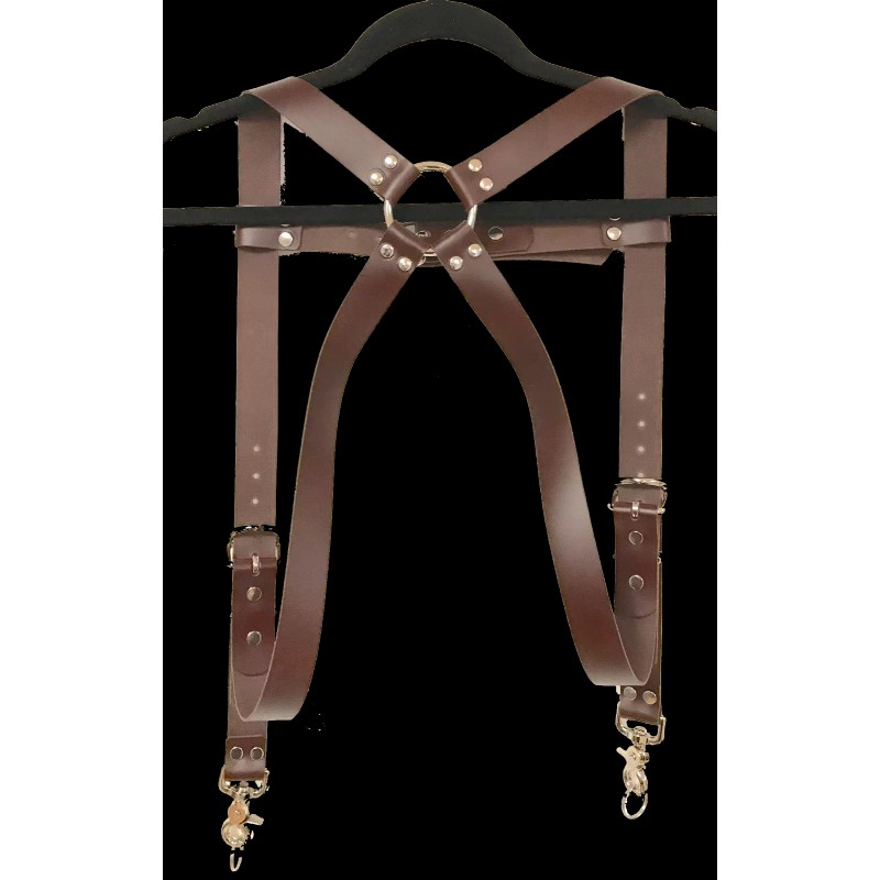 Unbranded/Generic Dual Camera Harness Brown Leather Strap Lens Flash Clasp