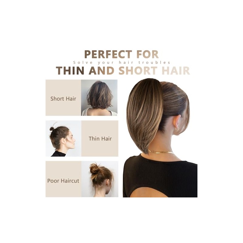 ZQIAN BEAUTY Extensión de Coleta Corta de 25 Cm -