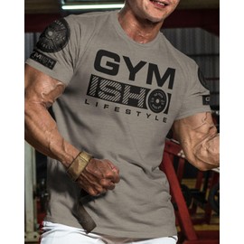 No Pain No Gain Gym Shirts Workout Weightlifting Muscle T-Shirts for Men (XXL, Gymish Warm Grey)