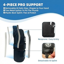 JUPITER - Muñequera de túnel carpiano, soporte de día y noche, férula de espica para mano derecha, ideal para tenosinovitis, tendinitis, muñequera con soporte para el pulgar, pequeño/mediano, mujeres