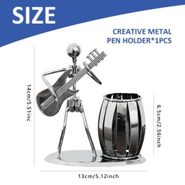 BEANPRECOY Metal Pen Holder, Guitar Theme Pencil Holder for Desk, Creative Pen Organizer, Office Supply Crafts Accessories, Multipurpose Desktop Supply Organizer for Home,Office,School
