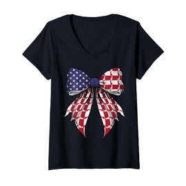 Womens Miniature Pinscher Dog 4th of July American Flag Patriotic V-Neck T-Shirt