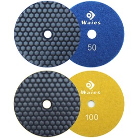 Waies 125 mm Grit 50-100 Diamond Sanding Pad for Dry Grinding Velcro Absorption for Granite Stone Concrete Marble Floor Grinder or Polisher