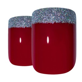 Bling Art False Nails French Manicure Red For Danger Medium Tips UK