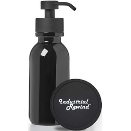 Black Glass Soap Dispenser with Wide Mouth Black Metal Pump - 16oz Glass Jar Lotion Bottle by Industrial Rewind (Black WM/Black)