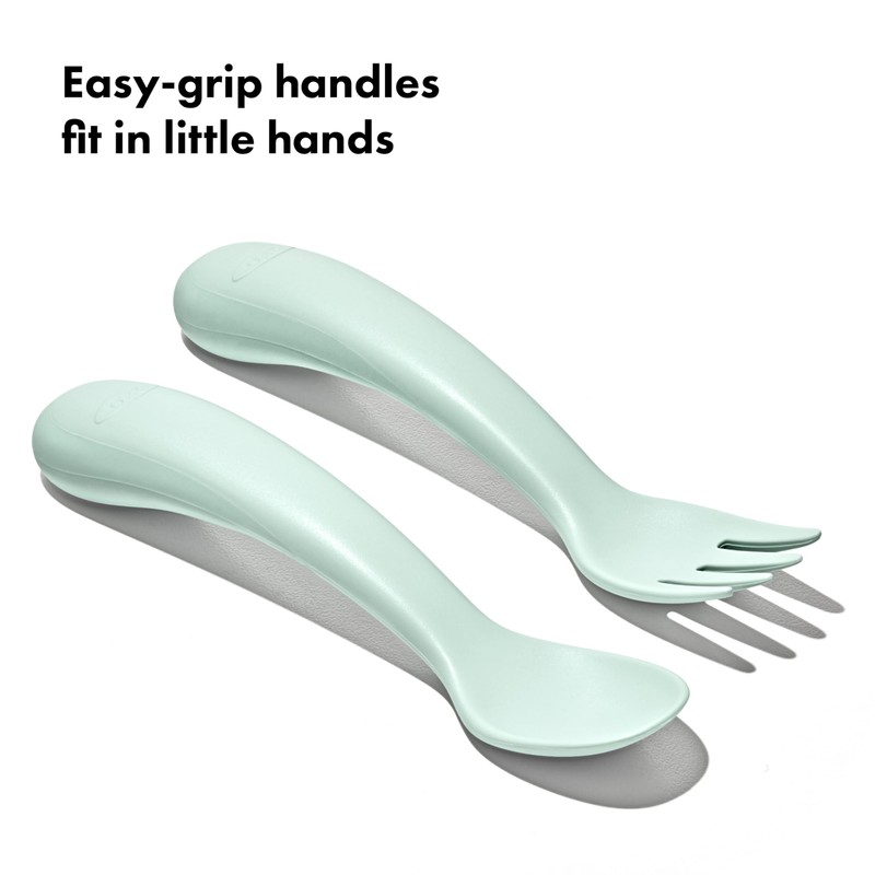 OXO Tot Plastic Fork and Spoon Set - Opal and