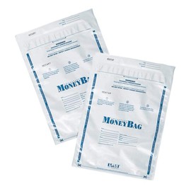 PM Company SecurIT Tamper Evident Plastic Disposable Deposit Bags, Opaque/White with Printed Content Area, 9 x 12 Inches, 100/Pack(58001)