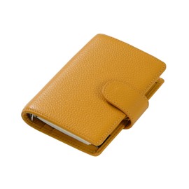Moterm A8 Regular Rings Planner - Genuine Leather Binder Organiser Purse (Pebble Mustard, 15 mm Ring)