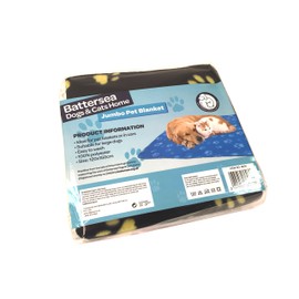 Battersea Pet Blanket - Soft Fleece Jumbo Pet Blankets with Paw Design (Black)