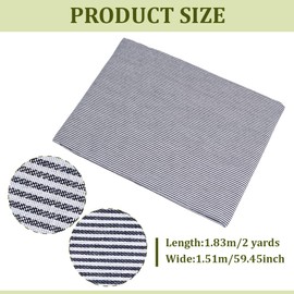 PH PandaHall Stripe Ticking Fabric, 151x182.8cm Stripes Decorative Fabric Modern Upholstery Polyester Fabric Tablecloth for Summer Sea Travel Themed DIY Craft Party Decor