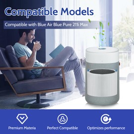 XBGG 2 Pack 211i Max Replacement Filter Compatible with Blueair Blue Pure 211i Max Air Purifier, Ture HEPA & Activated Carbon Replacement Filter, Compared Part #F2MAX