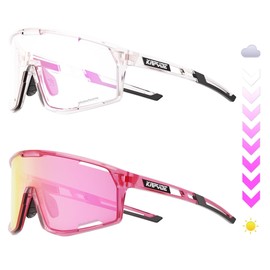 KAPVOE Photochromatic Self-Tone Cycling Glasses for Men Women Clear Sports Sunglasses TR90 Frame Sports Cycling MTB Cycling Glasses UV400 Protection Sports Glasses for Running Driving Baseball