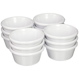 Winco Commercial-Grade Plastic Ramekin/Dipping Sauce Cup, Smooth, 6 Ounce, White (12 Pack)