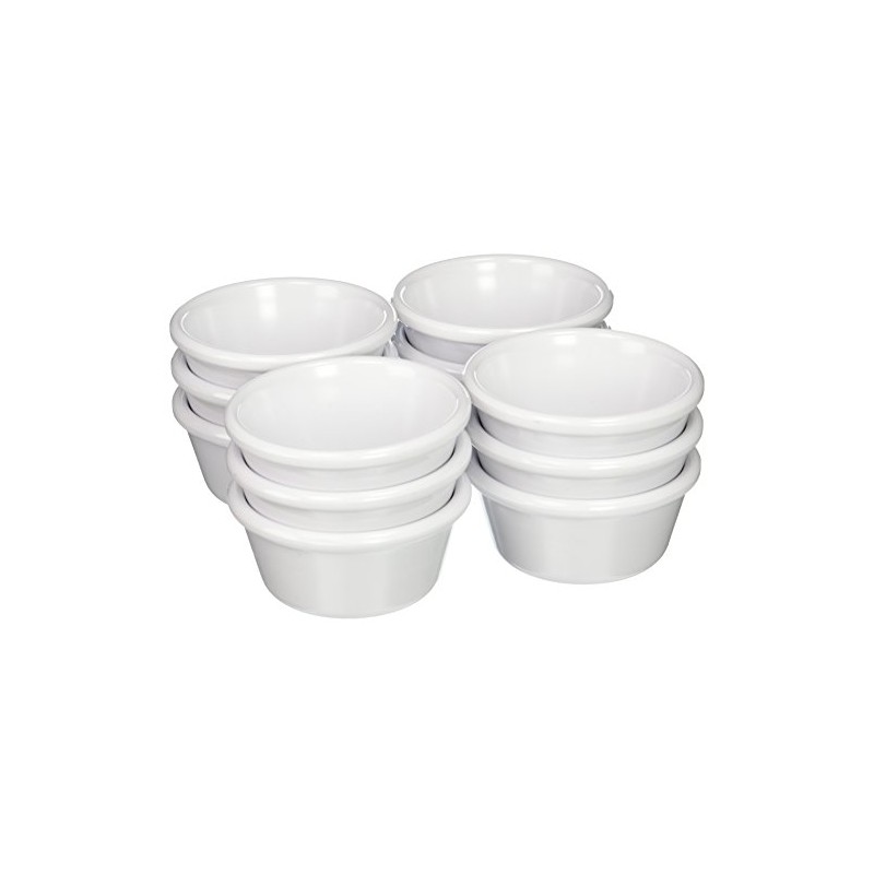 Winco Commercial-Grade Plastic Ramekin/Dipping Sauce Cup, Smooth, 6 Ounce, White