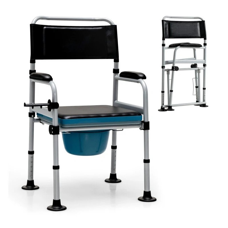 Costway 4-in-1 Commode Chair Folding Bedside Chair Seat Adjustable w/Detachable