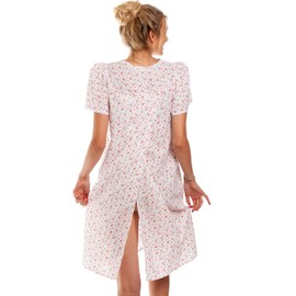 Bromilow & Wood Bromilow & Wood Open back Incontinence English Made Floral Short Sleeve Polycotton Nightdress in Pink Size UK 30-32