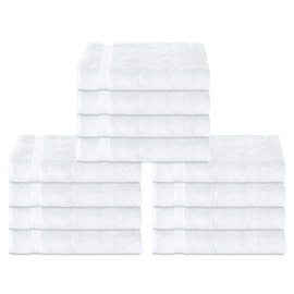 Panzy 12 or 24 Cotton Washcloths Set - 30 x 30 cm, White - 100% Ring Spun Cotton, Premium Quality Flannel Face Cloths, Highly Absorbent and Soft Feel Fingertip Towels (White, 12)