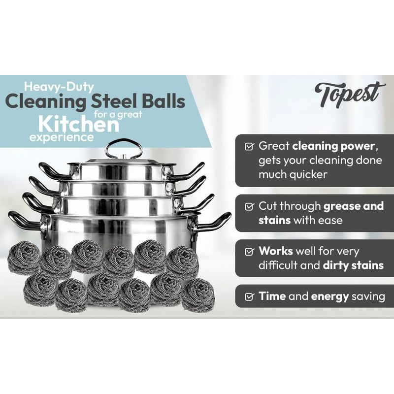 Topest Stainless Steel Scourer | 6 Pack | Muti-Purpose Dish