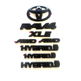 Toyota OVERLAY !! 2019 - 2024 TOYOTA RAV4 XLE AWD Hybrid Matte BLACK OUT EMBLEMS KIT