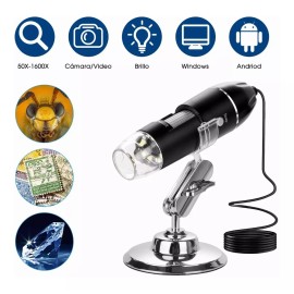 Zakulu 3 En 1 Microscopio Digital Usb 1600x Zoom Optico Hd 8 Leds