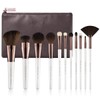 SIXPLUS White Pearl Makeup Brushes Set of 11 with Makeup