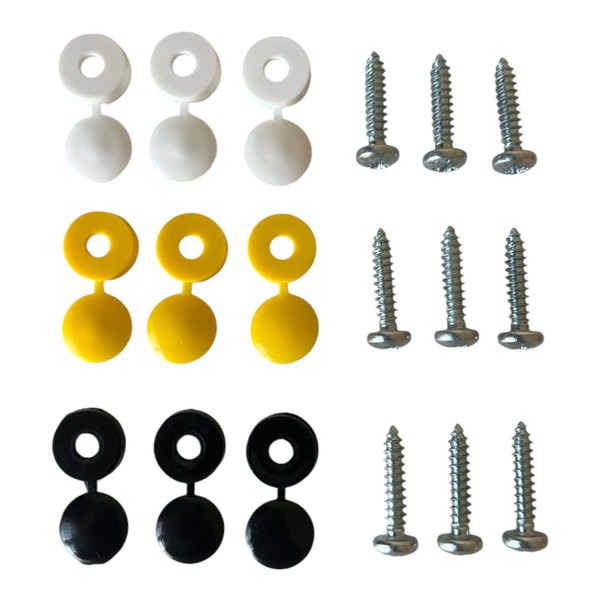 18 PCS Number Plate Screws and Caps – 9 Screw