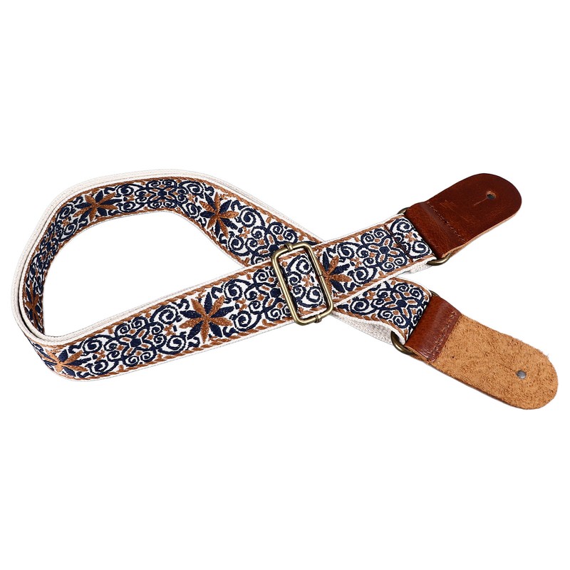 Embroidered Ukulele Strap Ethnic Style Adjustable Length Nylon Leather Comfortable