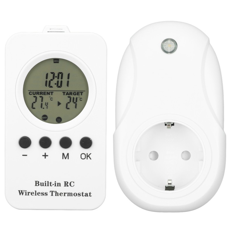 Wireless Plug in Thermostat LCD Remote Control Digital Display Temperature