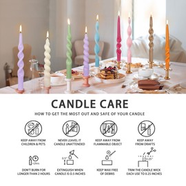 Gedengni Pastel Taper Candle Green Candlesticks - Set of 4 Long Candle Sticks Unique Tapered Candles Twisted Candlestick 10inch Spiral Candle for Home Décor Weddings Women Gifts (1D4PCS-GREEN)