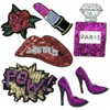 Parche bordado de labios/lápiz labial, parches para coser en lentejuelas,