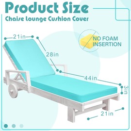 Ganeen 2 Pieces Waterproof Chaise Lounge Cover (Not Includes Cushion) 72x21x3in Outdoor Cushions Slip Covers Cushion Slipcovers Lounge Chair Cover with Zipper Ties for Outdoor Lawn Patio (Lake Blue)