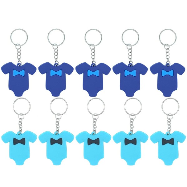 20 Pack Baby Shower Return Gifts for Guests, Blue Jumpsuits Keychains for Jumpsuits Theme Party Favors, Boy Baby Shower Favors, Birthday Party Supplies
