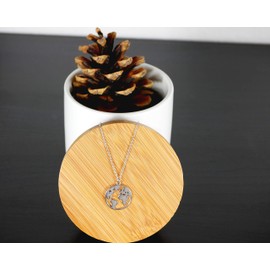 NUOLI® Women’s Globe Necklace - 45 cm - 925 Sterling Silver - World Map Chain Necklace - Available in Silver, Gold and Rose Gold, Sterling Silver