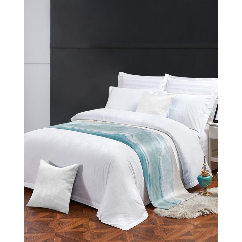 DecorLovee Summer Beach Bed Runners for Queen Size Bed, Ocean