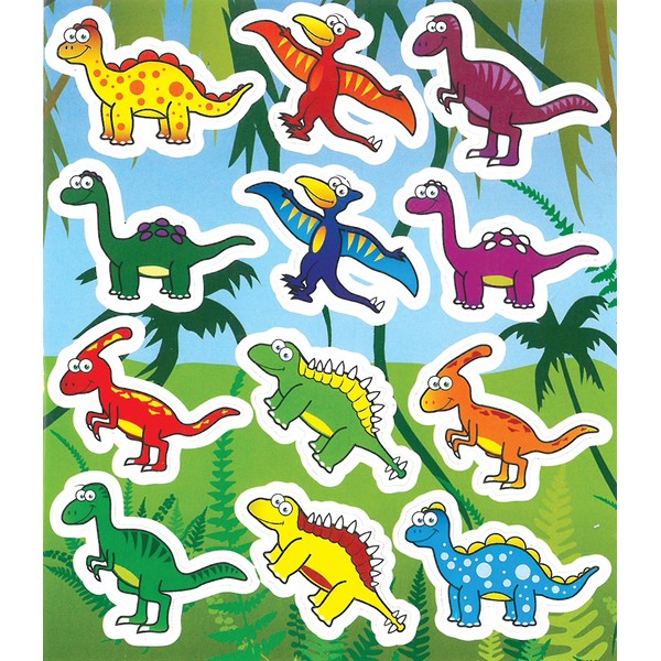 HENBRANDT 12 Sheets of Dinosaur Stickers Ideal for Party Bag