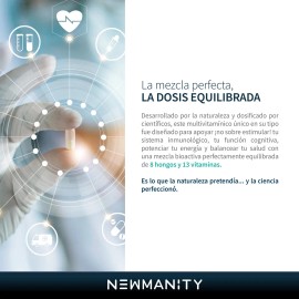 Newmanity | Hongos Y Multivitamínico 120 Cáps Daily Mushroom Sabor Sin Sabor