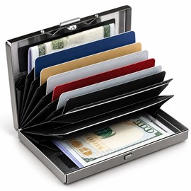 RFID Blocking Card Holder for Everyday Carry – Slim Alloy & PU Leather Wallet Case for Pocket, Work and Travel