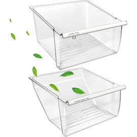 Paquete de 2 Cajón para nevera 2188656 mejorado (superior) y contenedor para nevera 2188664 (inferior) compatible con cajones de refrigerador Whirlpool Kenmore con control de humedad, materiales de grado alimenticio