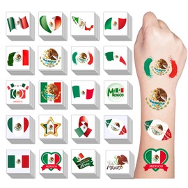 Mexican Flag Tattoos,(100 pack) Mexico Flag Independence Day Sports Temporary Face Tattoos Stickers, Waterproof Sports Sweat For Men Kids Women (Mexican)