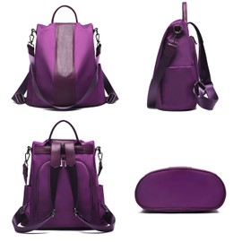 CHARMORE Women's Backpack Waterproof Nylon School Bags Anti-Theft Daypack Shoulder Bags, purple-large, Practical