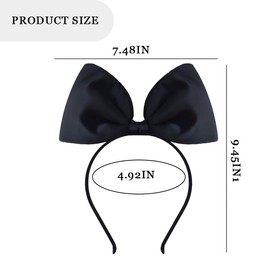 Black Bow Headband Hairband for Women Girls Giant Big Bow Headband for Party Prom Costume Bowknot Hair Accessories for Thick Fine Hair Black Bowknot Hairband for Girls Women Bowknot Headwear