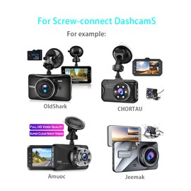 Dash Cam Suction Cup Mount for Oldshark Amuoc Jeemak Chortau Screw-Connect Dashcam, Clip on Car dvr Holder, Strong Suction Power, Easy to Install Use, Easy to Remove, Heat Resistant, 2 Pcs